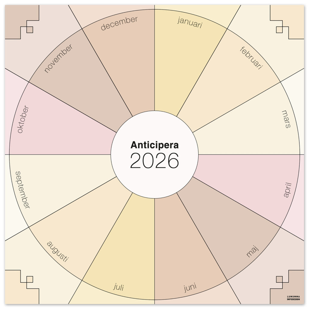 En Anticipera väggplanerare i sex olika champagnefärger - från blek champagnegula toner till sparkling rosérosa.